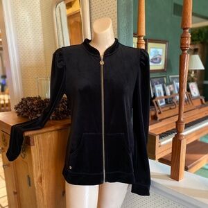 Lilly Pulitzer Evanna velour, puff shoulder full zip top/jacket , size medium